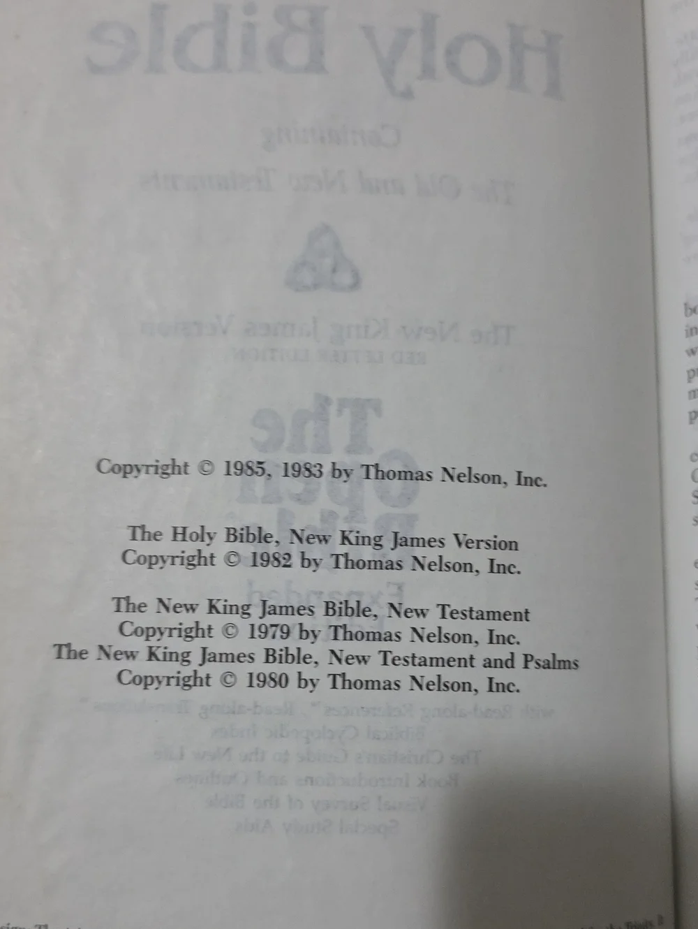 Vintage 1985 Holy Bible New King James Version The Open Bible Expanded Edition